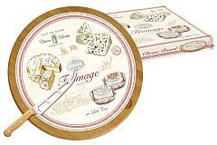 Блюдо д/сыра (вращающееся) бамбук/стекло + нож FROMAGE в подарочной упаковке