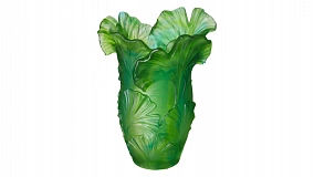 Ваза Decor de table Гинкго 30 см, хрусталь, зеленая