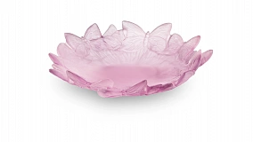 Конфетница декоративная Decor de Table Pate de Verre Cristal Бабочки 20 см, хрустальное тесто,розовая, п/к