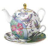 Набор чайник и чашка с блюдцем Wedgwood Бабочки и цветы 580 мл, фарфор