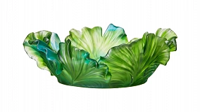 Конфетница Decor de table Гинкго 30 см, хрусталь, зеленая, п/к