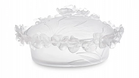 Конфетница с крышкой Decor de Table Pate de Verre Cristal Орхидея 28 см, хрусталь, белая, п/к