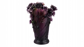 Ваза настольная Decor de Table Pate de Verre Cristal Роза 35 см, хрустальное тесто, сиреневая, п/к