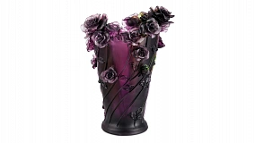 Ваза настольная Decor de Table Pate de Verre Cristal Роза 35 см, хрустальное тесто, сиреневая, п/к