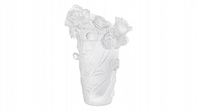 Ваза настольная Decor de Table Pate de Verre Cristal Роза 20 см, хрустальное тесто, белая, п/к