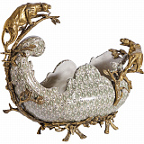 Фруктовница с леопардами 45x18x32см, коллекция фарфор с бронзой