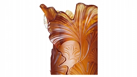 Ваза Decor de table Гинкго 30 см, хрусталь, янтарная