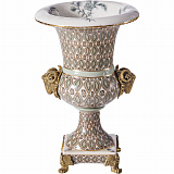 Ваза с овнами 15x15x22см, коллекция фарфор с бронзой